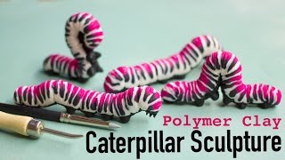 Polymer Clay Caterpillar Sculpture with Fuchsia Stripes Tutorial