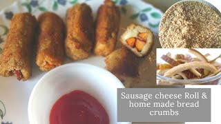 SAUSAGE CHEESE ROLL|breadcrumbs recipe included|LOCKDOWN RECIPES