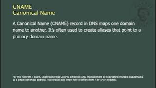 CNAME - Canonical Name - Network 