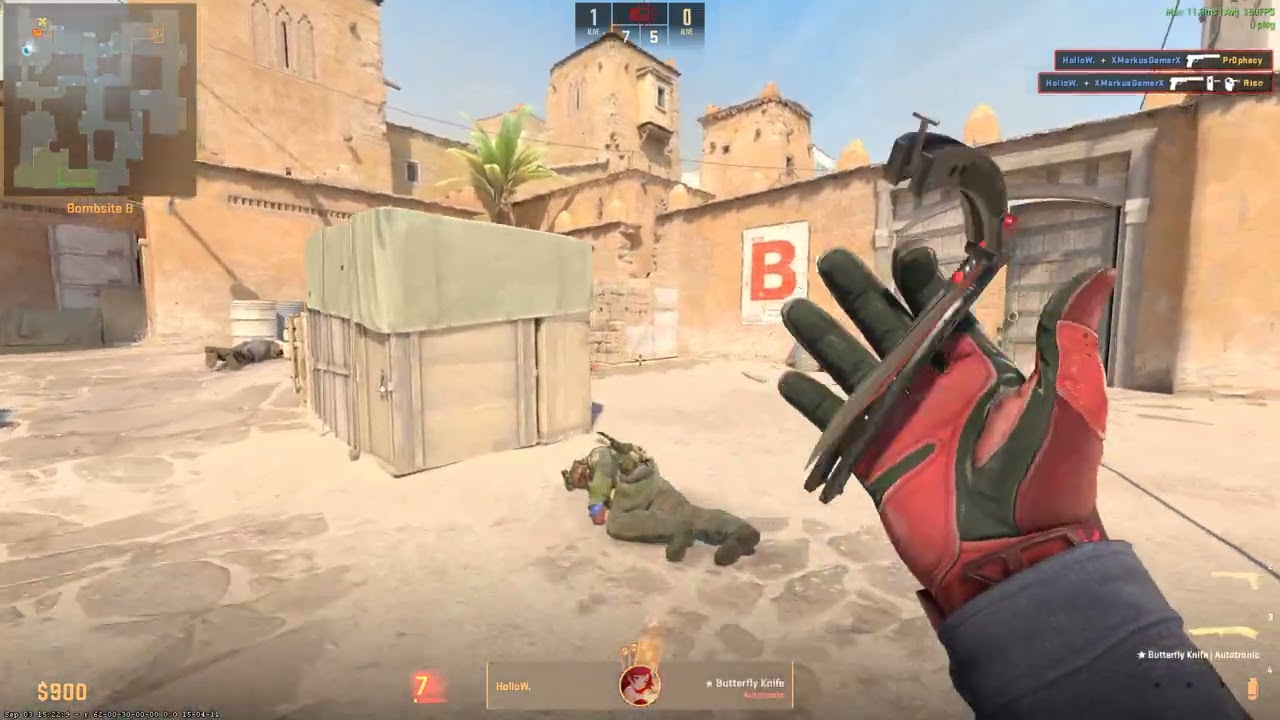 CS2 Dust2 - How NOT to play post-plant - Butterfly Knife Autotronic - Sport Gloves Scarlet Shamagh