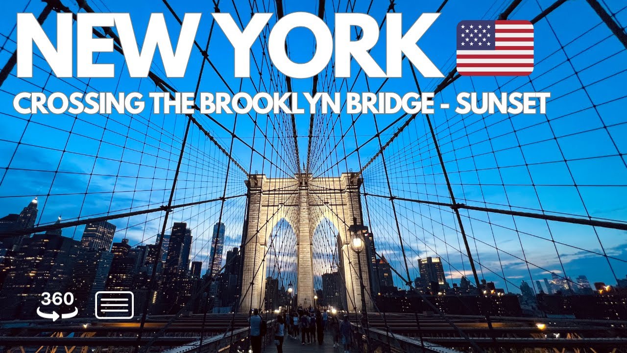 Brooklyn Bridge 360° Sunset Walk – Watch NYC Light Up in Real Time!