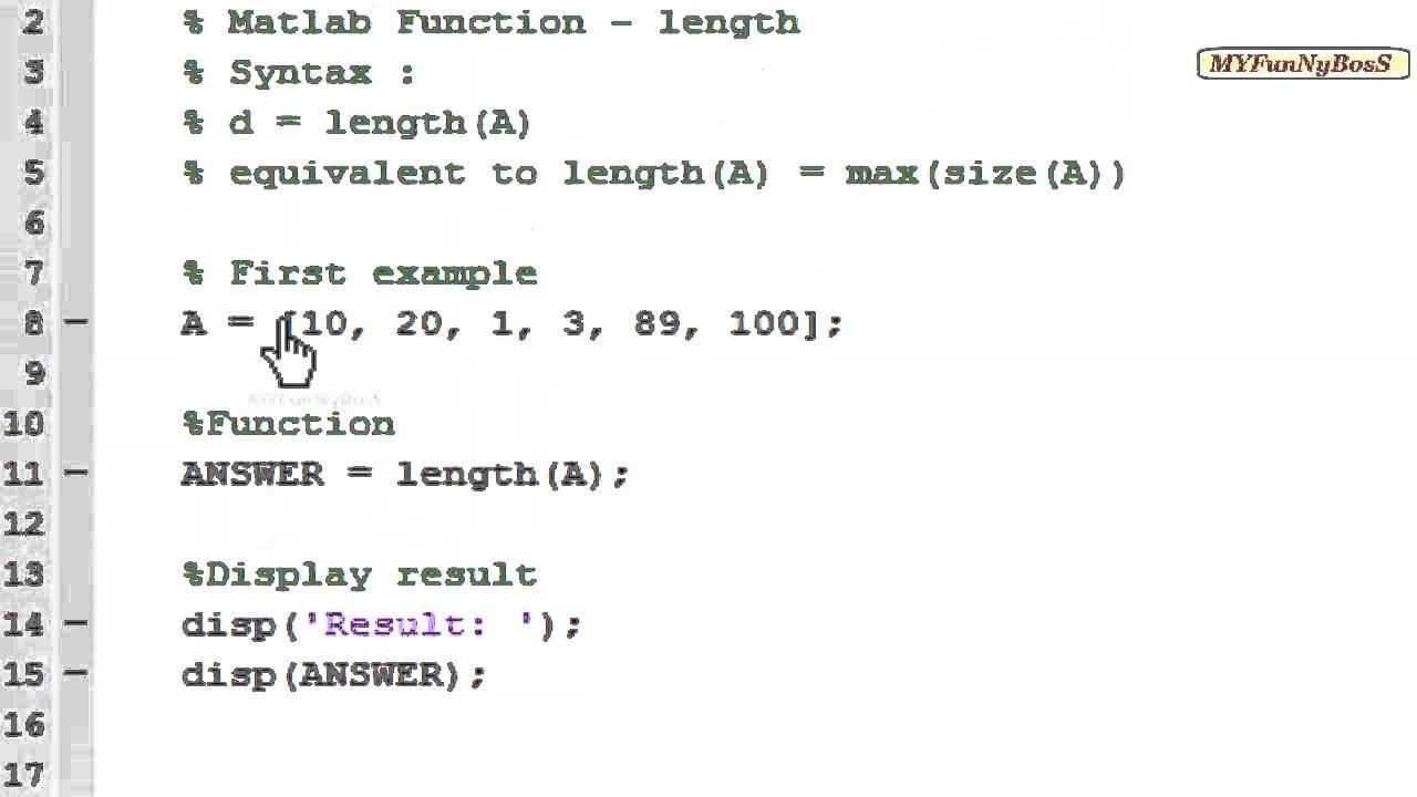 Matlab Function - Length Of An Array-Length( )