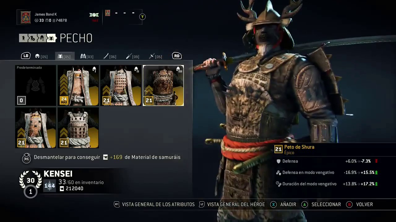For Honor Kensei ARMOR LEVEL 144 PRESTIGE 30!! YouTube