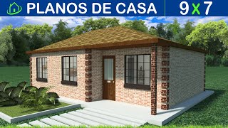 Plano de Casa PEQUEÑA ECONOMICA 9X7M 3 DORMITORIOS 2 BAÑOS