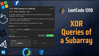 ✅XOR Queries of a Subarray - LeetCode 2807  -Prefix Sum - XOR  Bit Manipulation- Explained in Detail