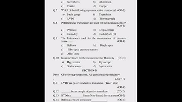 #HSBTE Diploma 5th Semester Electrical Engineering Sample Paper of Instrumentation
