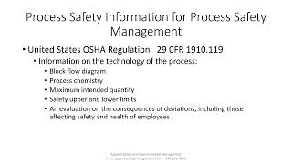 Episode 46   Process Safety Information for Process Safety Management
