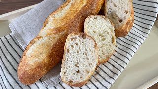 エッジがしっかり気泡ぼこぼこ 材料3つ 粉・塩 ・イーストだけで作るフランスパン(バタール)小麦の香りを最大限に！