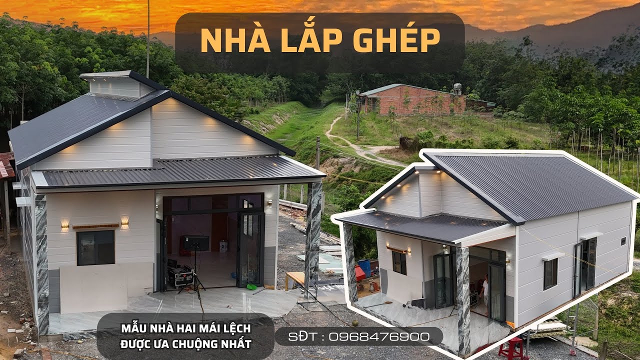 THI CÔNG NHÀ LẮP GHÉP, MẪU NHÀ HAI MÁI LỆCH TẠI TRẢNG BÀNG - TÂY NINH