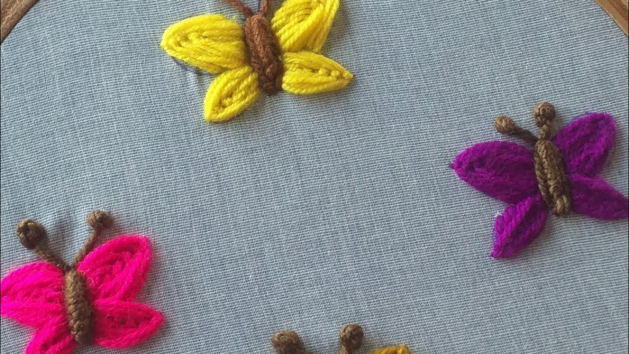 handemboridry for bignners/diy woolen butterfly/latest woolen crafts