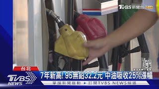 7年新高! 95無鉛32.2元 中油吸收25%漲幅|TVBS新聞