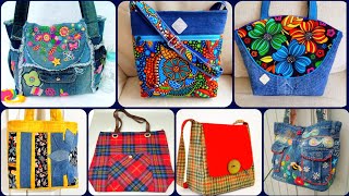 Latest &amp; styles Denim Handmade Upcycling Design Tote Bags #trending ideas 2025