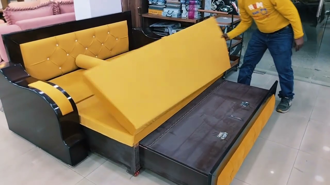 न्यू लुक में सोफा कम बेड❤️ लाइट येलो फैब्रिक में ❤️#ytstudio #sofa come bed#furniture intro❤️👌👍🤗🤩💯🇮🇳