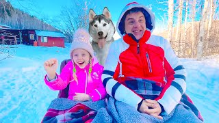 Nastya and her family on a New Year's trip