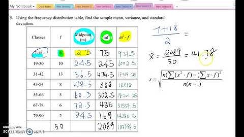 Lesson 4.7 Finding mean, variance and SD using the frequency table