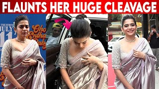 Mithila Palkar Flaunts Her One Side Cleavage Mithila Palkar Adjusting Her Uncomfortable Saree