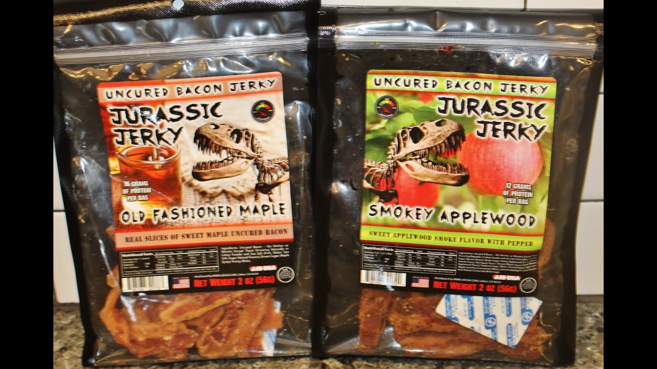 Jurassic Jerky Uncured Bacon Jerky Old Fashioned Maple & Smokey