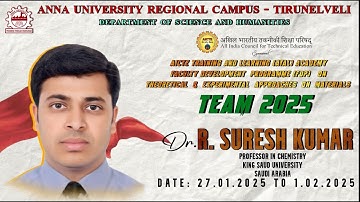 AICTE ATAL FDP - Theoretical and Experimental Approaches on Materials - TEAM2025 - Session 5