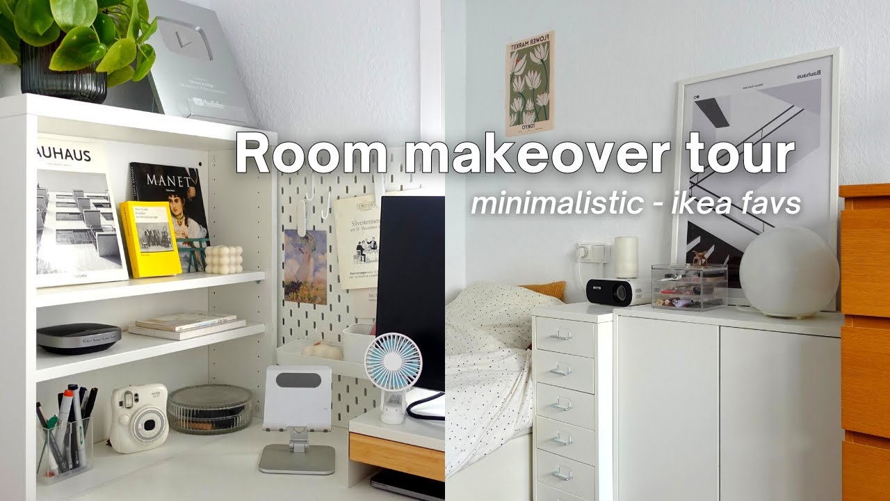 ROOM MAKEOVER TOUR | ikea favorites, desk setup, minimalistic aesthetic ...
