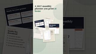 2027 Monthly Planner Printable PDF, Calendar and Planning Pages, Monday or Sunday Start #Shorts