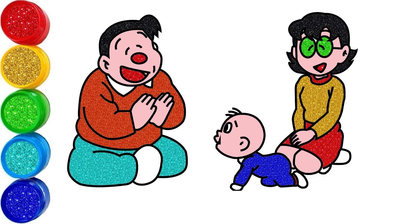 Nobita's Family baby | Funny Drawing & Coloring Doraemon's ...