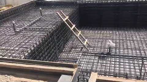 Overflow swimming pool steel reinforcement with shuttering works