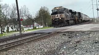 Very slow eastbound 25 mph ns 7575 loaded grain train crawls through Bedford Ohio 4/27/2024 9:53AM