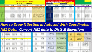 How to Draw X Section in Autocad With Coordinates NEZ Data.| Convert NEZ data to Distt & Elevation|