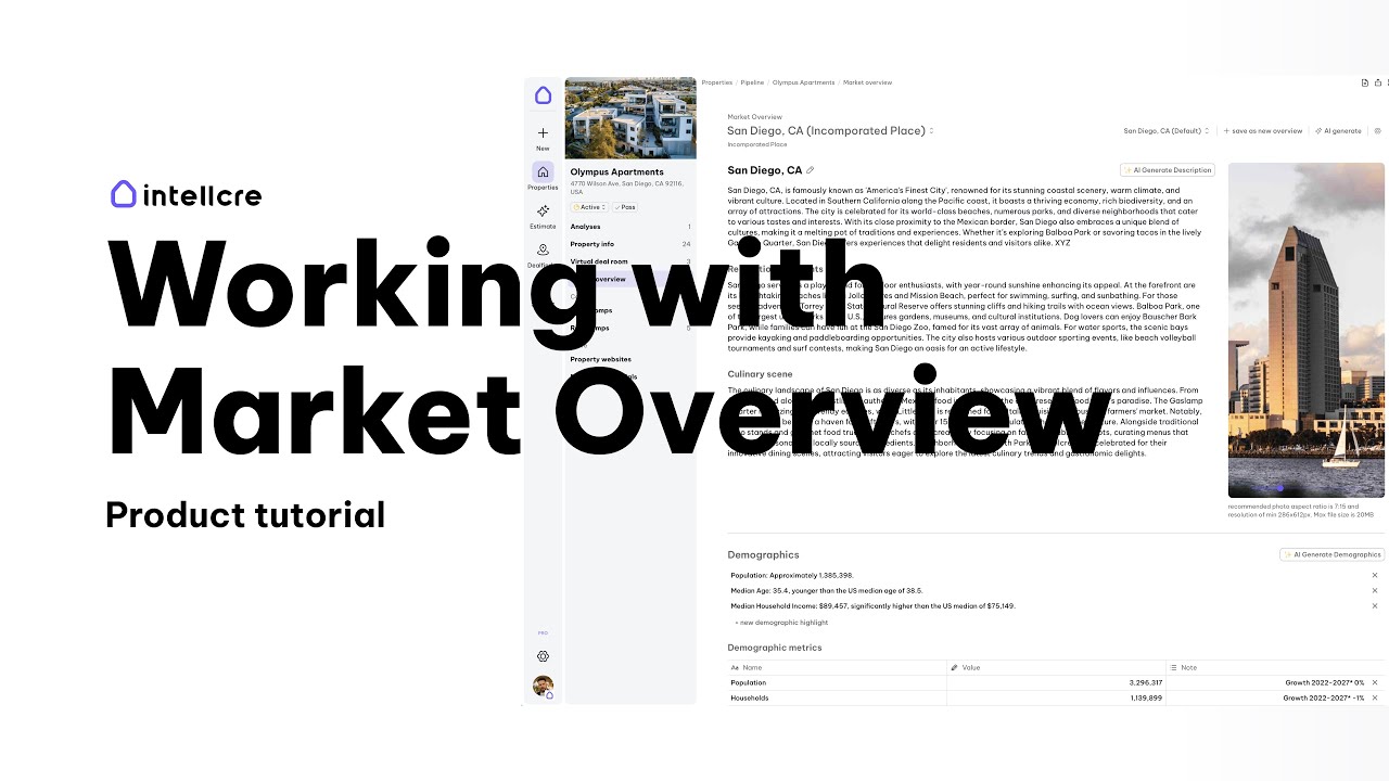 Как добавить и настроить обзор рынка, созданный с помощью ИИ (руководство по продукту IntellCRE)