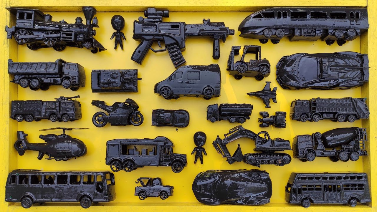 Membersihkan Mainan Mobil Balap, Truk Molen, Pesawat, Kereta Cepat, Forklift, Tank Baja, Excavator