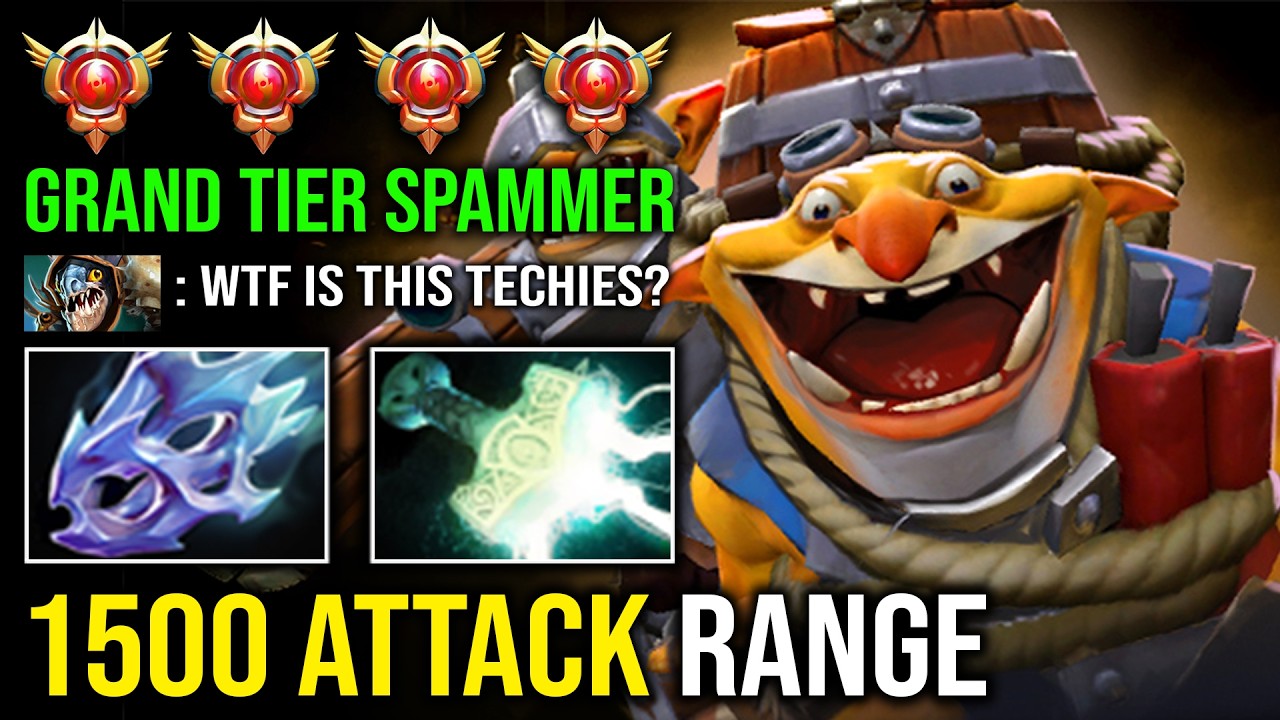 WTF +1500 Attack Range Unlimited Lightning Grand Tier Level 30 Spammer Techies Dota 2