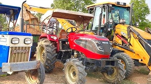 JCB 3DX Backhoe Loader Loading Red Mud In Mahindra Tractor And Swaraj #Tractor Trolley | #Jcb Dozer