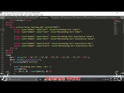 Array Sorting Functions In PHP | Array Sorting By Submit Button