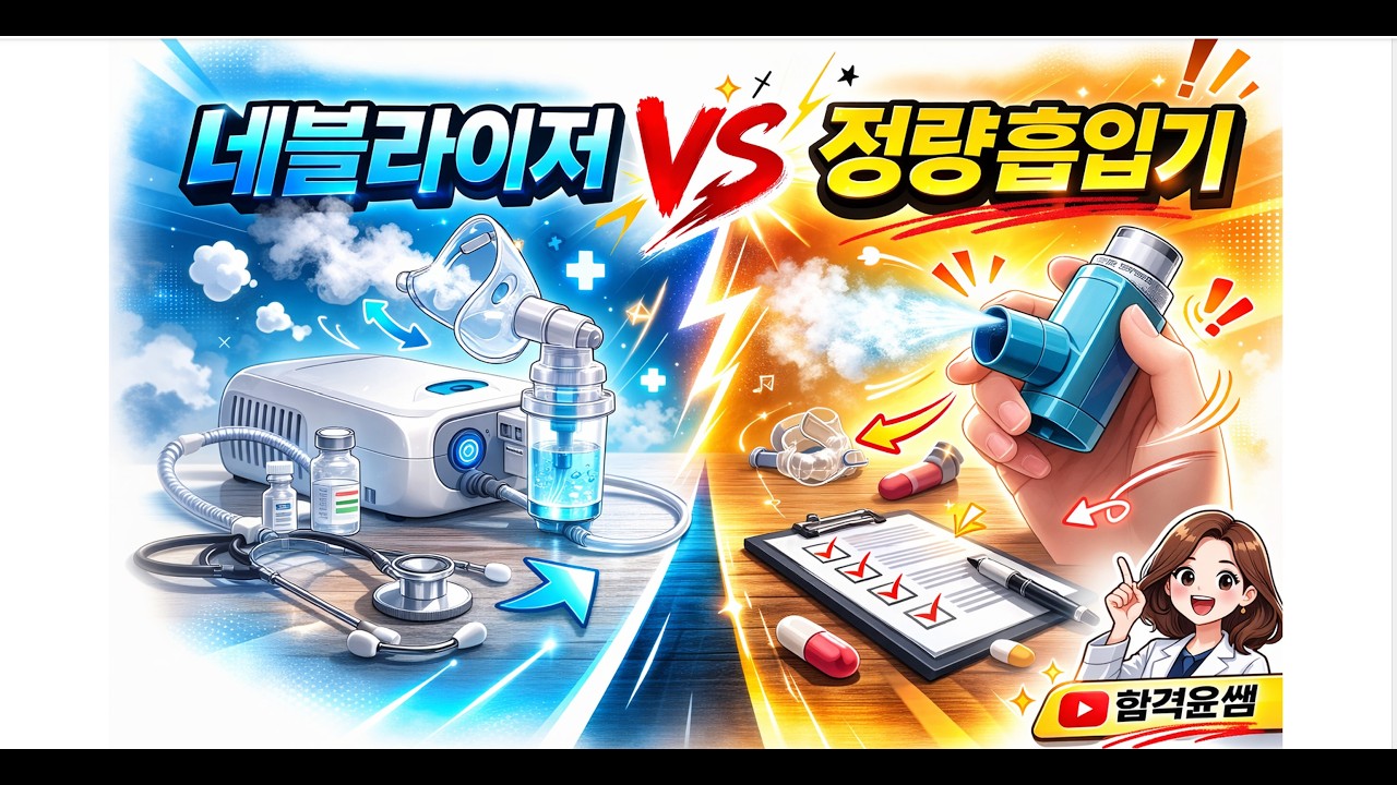 [임상실무] 저용량 연무기(네블라이져) 와 정량 흡입기 (MDI) 비교 #네블라이져 #정량흡입기 #저용량연무기 #임상실무 #간호조무사국시 #간호조무사 #조무사강의 #윤쌤합격조무사