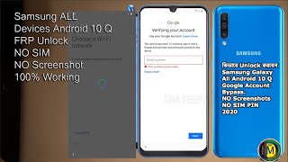 SAMSUNG GALAXY ALL DEVICE FRP Bypass Android 10 Q NO Screenshot | SAMSUNG A50,A30 FRP Bypass NO SIM