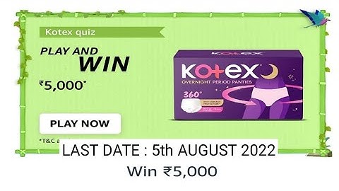 Amazon Funzone Kotex Quiz Answers Today|22 July 2022 | Daily Quiz Time