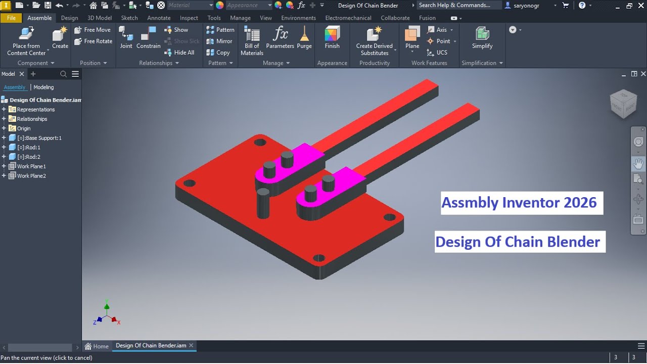 Assembly Inventor 2026 Design Of Chain Bender #assembly #inventor2025 # ...