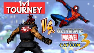 1V1 UMvC3 Tournament! (Akuma, Chris, SpiderMan, Wesker, Ryu, Magneto) Pools TOP 8 Tourney Marvel 3