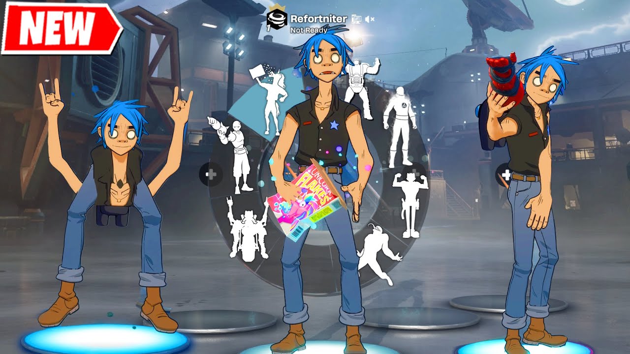 Fortnite x Gorillaz 2D Skin – Glitched Built-In Emotes & Funny Dances!