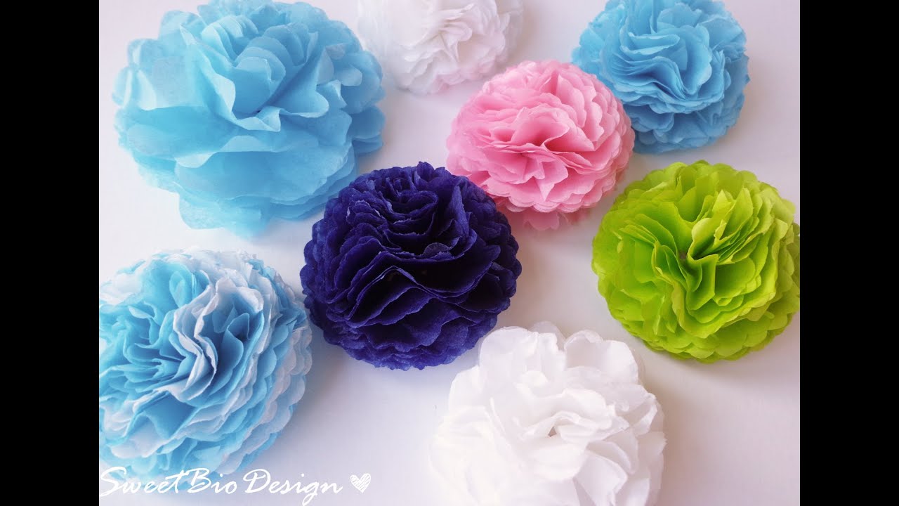 Pompon in Carta Velina Flower Ball Fatte a Mano Carta velina di qualit/à Pom Pom Fiori Craft Kit per Matrimonio Festa di Compleanno Decorazione 24 pezzi, 25 cm, blu N//F Heiqlay Pon Pon Carta Velina