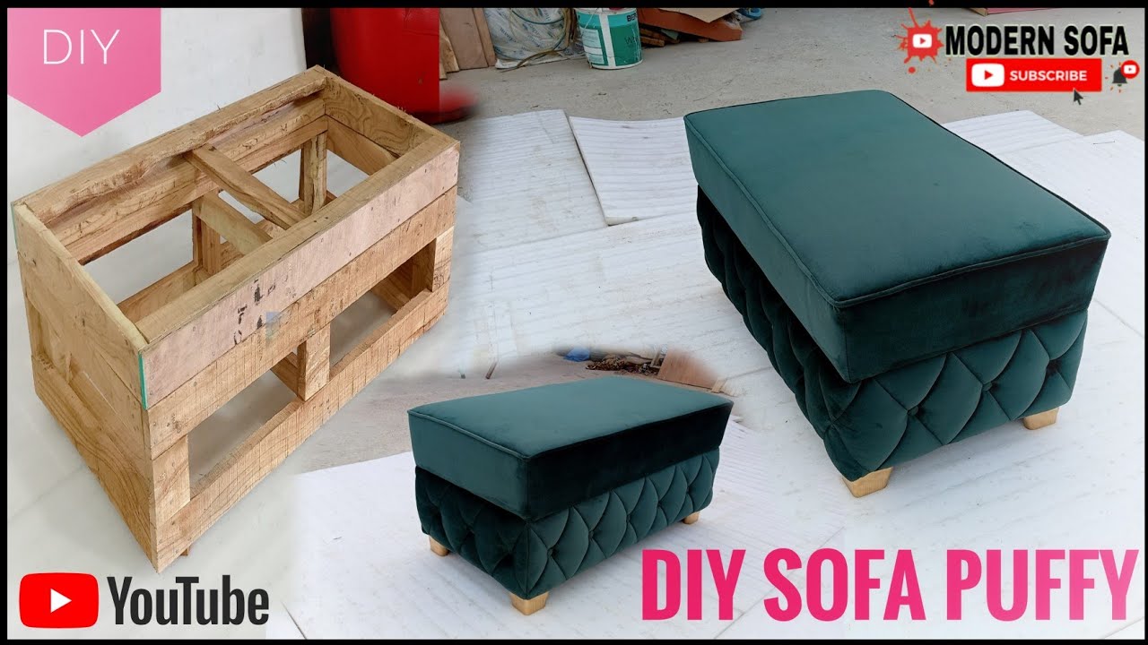 DIY sofa puffy,how to make pouf 