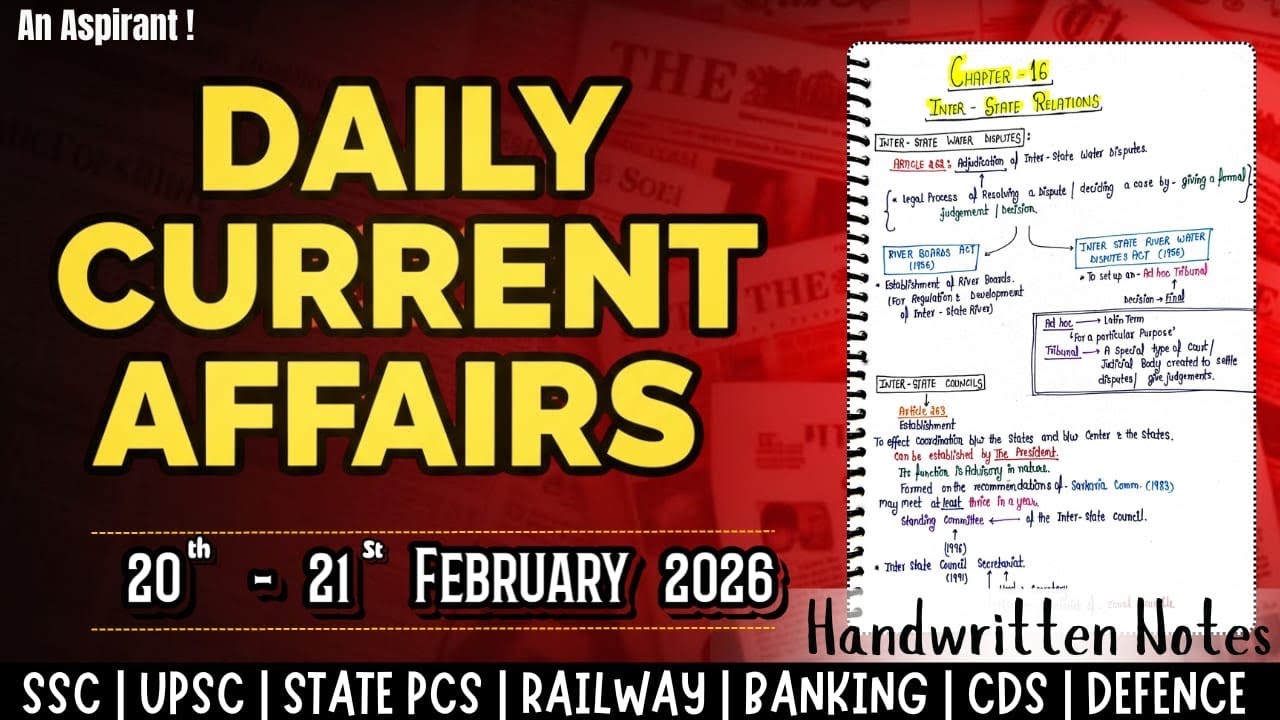 20th-21st February 2026 || Daily current affairs || Handwritten notes ...