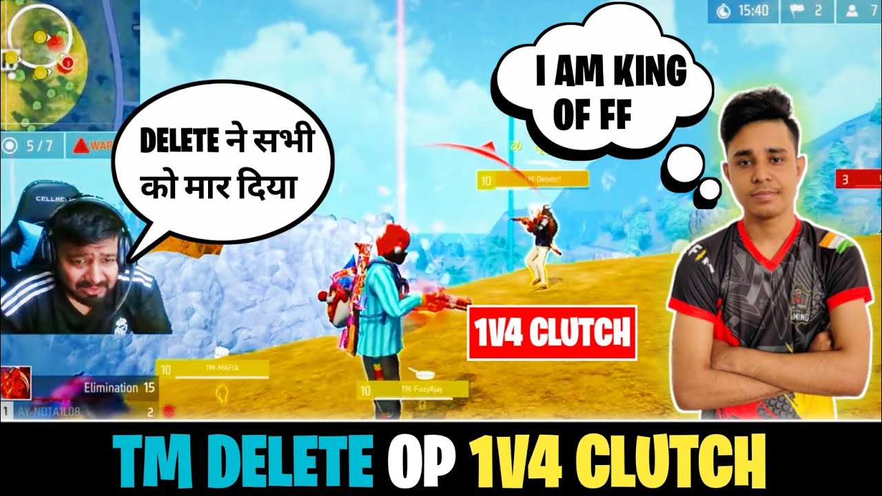 Tm Delete 1v4 Clutch vs UG Empire | Rocky Bhai Reaction On Tg Delete | Tg Delete 1 vs 4 Clutch