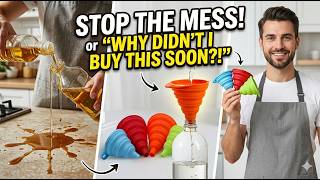 STOP Spilling Liquids! Collapsible Kitchen Funnel Set for Bottles & Jars (Must Have Kitchen Gadget)