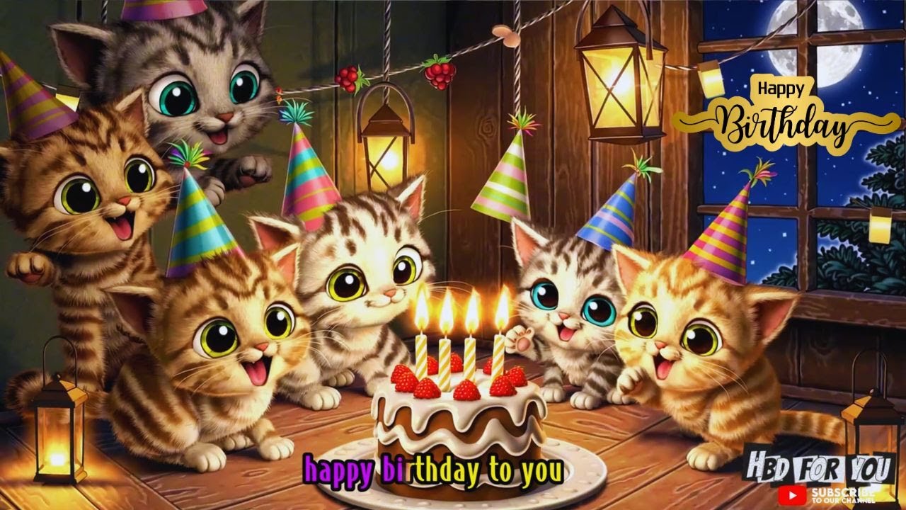 Mom Cat & Kitten Happy Birthday Song | Cute Cats Party! | HBD For You