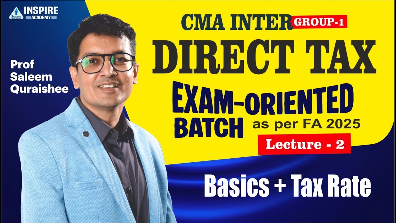CMA Inter Direct Tax Lec 2 | Exam Oriented Batch | June 2026 Attempt | Prof Saleem Quraishee