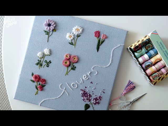 [프랑스 자수 SUB] 아네모네&라일락 자수 Anemone&Lilac Hand Embroidery