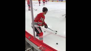 Chicago Blackhawks - Jonathan Toews - pregame warmup - January 21, 2018