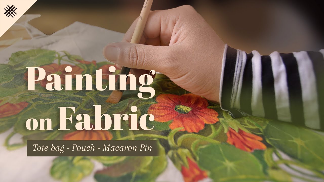 Painting on Fabric, Tote Bag, Pouch, Macaron Pin, Art Vlog1