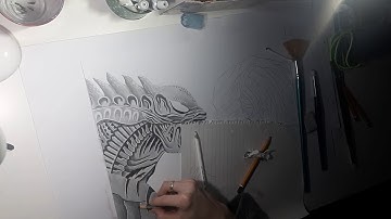 Drawing - Alien vs. Predator